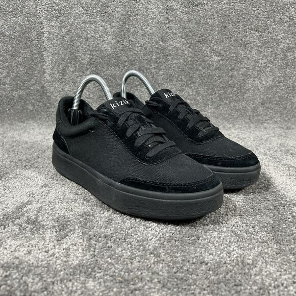 Kizik Prague Blackout Women’s Size 7 Wide Black Suede Canvas Athletic Shoes Used - Picture 2 of 11